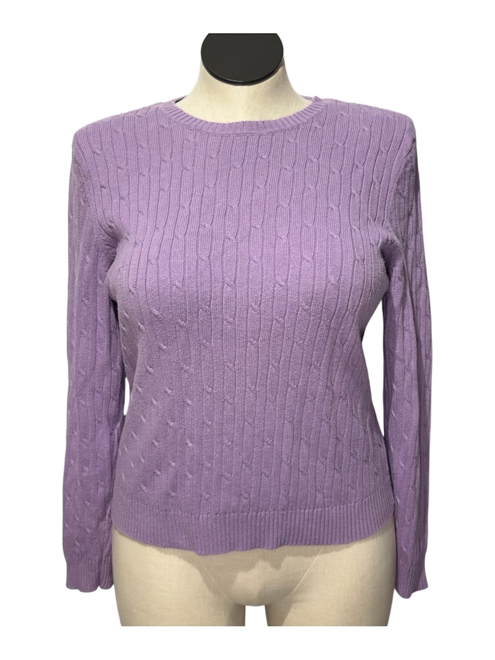 IZOD Classic Cable Knit Crewneck Sweater - Lavender extra large